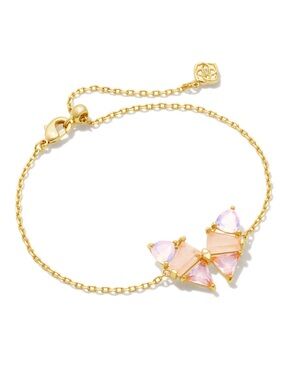 Kendra Scott Blair Butterfly Delicate Chain Bracelet Pink Mix/Gold NWT